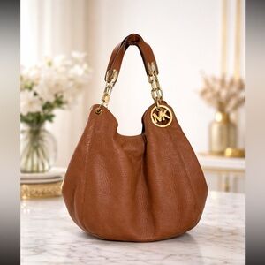 Michael Kors Brown Fulton Large Pebbled Leather Tote